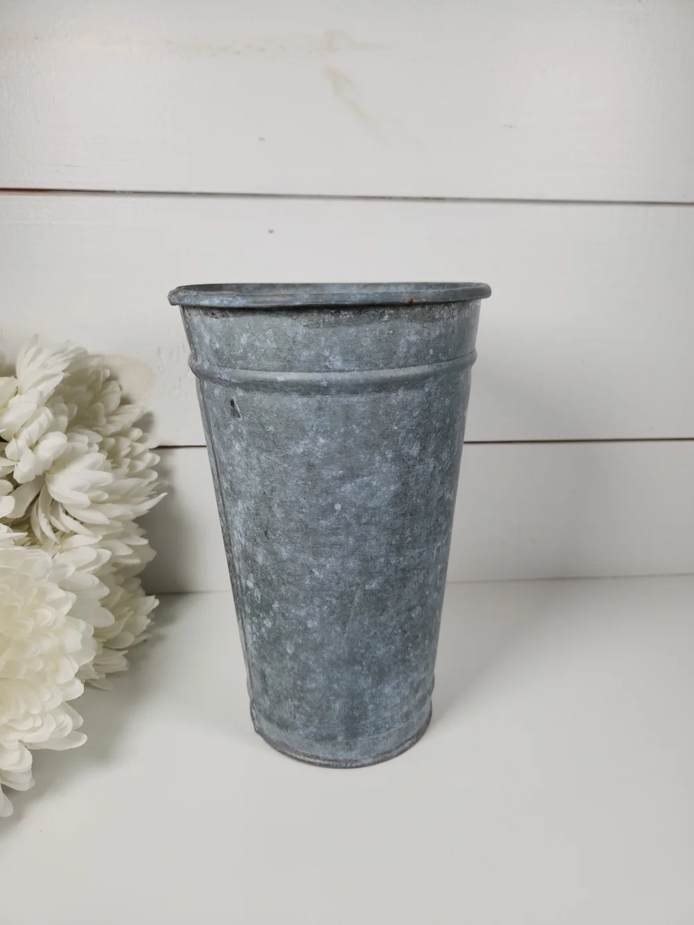 Vintage Galvanized Metal French Style Floral Basket | Flower Market Basket